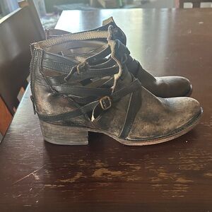 Freebird by Steven Distressed Black Ankle Boots